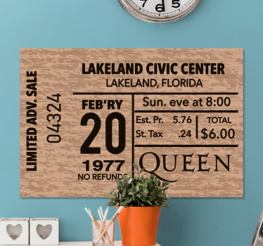 Obraz vintage bilet na koncert queen - TenStickers