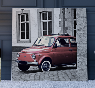 Obraz vintage czerwony klasyczny samochód - TenStickers