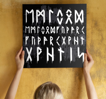 Obraz w stylu skandynawskim Rocznik alfabetu wikingów - TenStickers