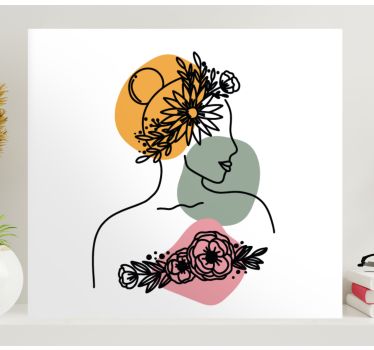 Obraz z kwiatami Niesamowita twarz kobiety? - TenStickers