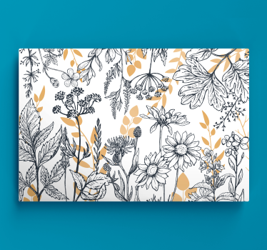 Obraz z kwiatami Wariacja „glamour floral” ze złotem - TenStickers