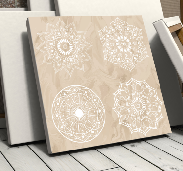 Obraz mandala Cztery beżowe kafle - TenStickers
