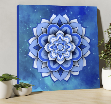 Obraz z mandalą Mandala kwiatowy niebieski - TenStickers