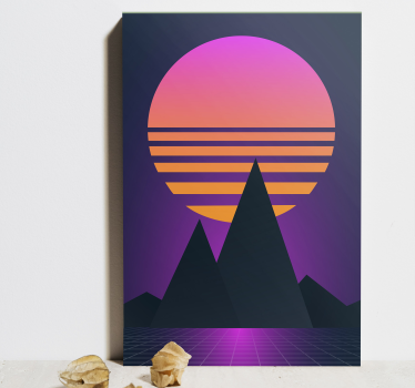 Obraz vintage zachodzące słońce w stylu synthwave - TenStickers