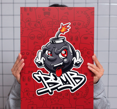 Obraz z napisami emoji z bombą w stylu kreskówkowym - TenStickers