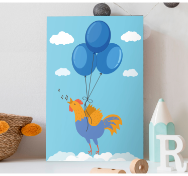 Obraz ze zwierzętami balony Śpiewającego koguta - TenStickers