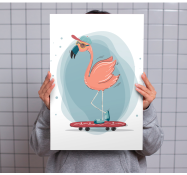 Obraz ze zwierzętami flamingo na rolkach - TenStickers