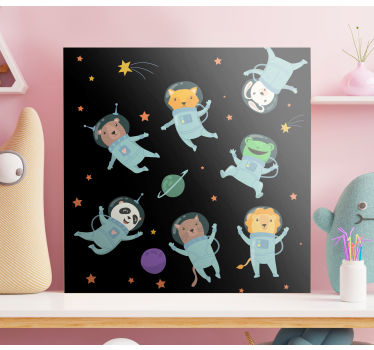 Obraz ze zwierzętami kosmiczna przygoda zwierząt - TenStickers
