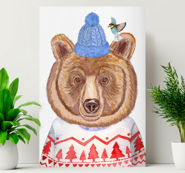 Obraz ze zwierzętami urocza ilustracja misia - TenStickers