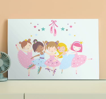 Obrazki na ścianę dla dzieci Gwiazdy baletu kolorowa ilustracja - TenStickers