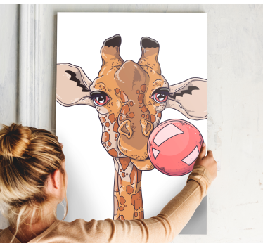 Obrazy ze zwierzętami żyrafa z gumą balonową - TenStickers