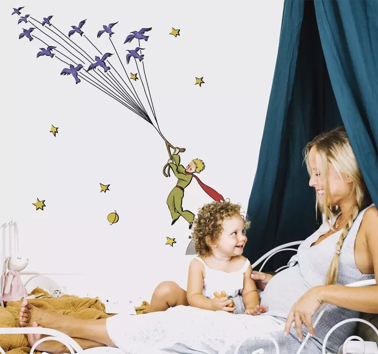 Naklejka na ścianę dla dzieci lecący Mały Książę - TenStickers