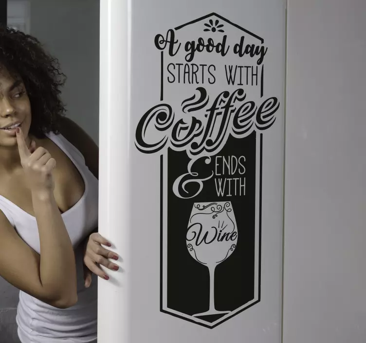 Naklejka na ścianę do kuchni napis wino kawa - TenStickers