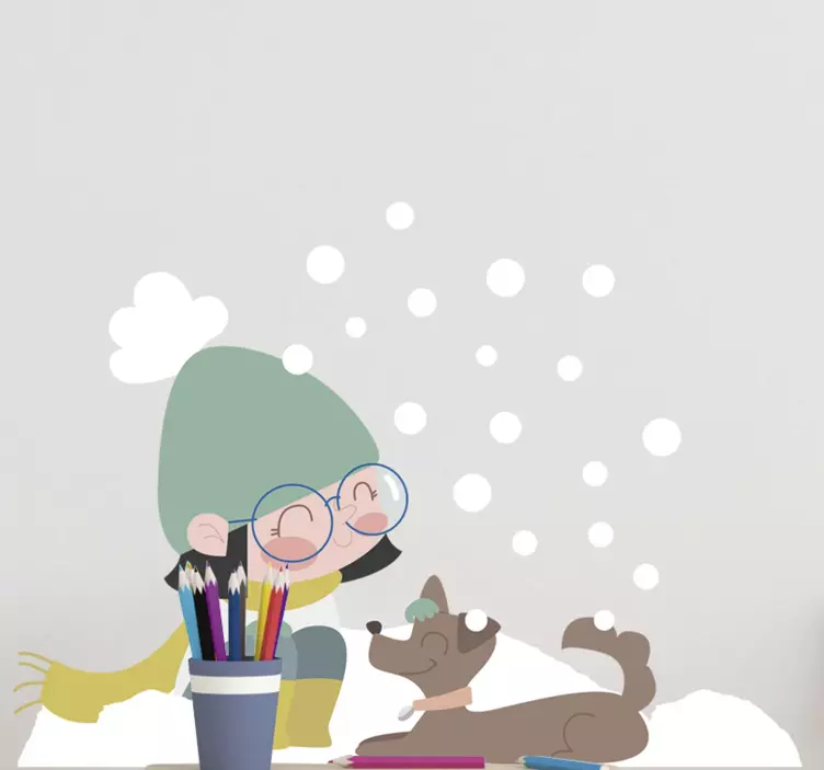 Naklejka Mała dziewczynka w zimowym stroju - TenStickers