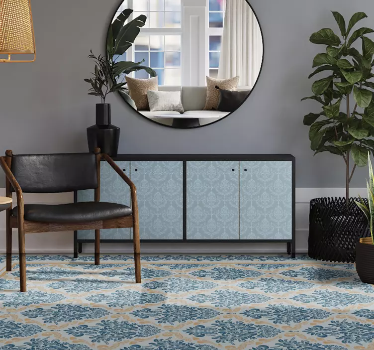 Naklejka na meble niebieski elegancki barok - TenStickers