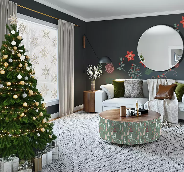 Świąteczna naklejka świąteczny wzór lasu - TenStickers