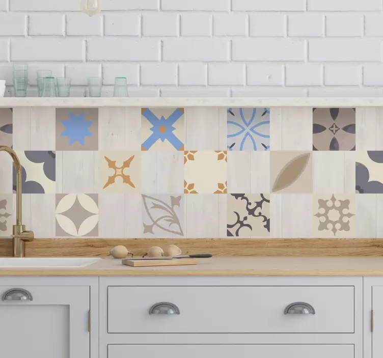 Naklejka na ścianę do kuchni wzory geometryczne - TenStickers