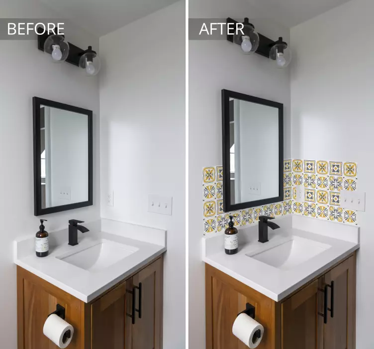 Naklejka na kafelki żółty i szary - TenStickers