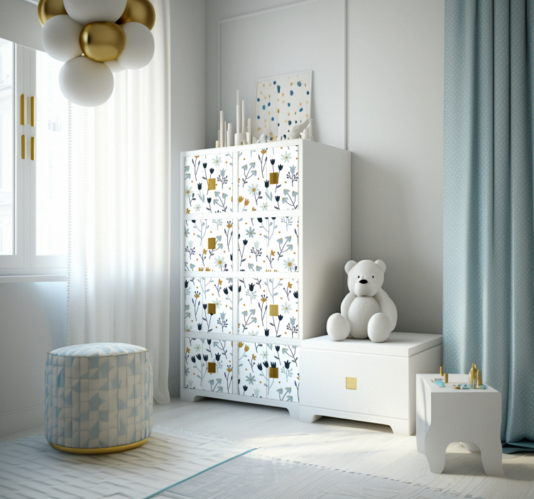 Naklejka meblowa kwiaty minimalistyczne - TenStickers