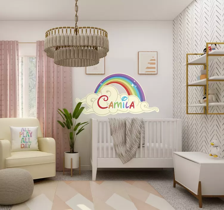 Naklejka na ścianę dla dzieci tęcza i imię - TenStickers