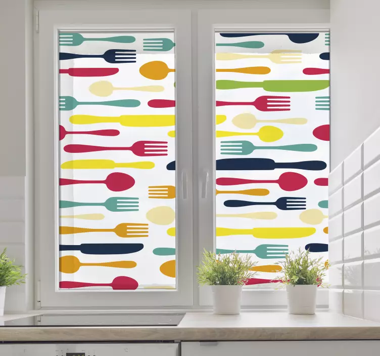 Naklejka na okno różne sztućce - TenStickers