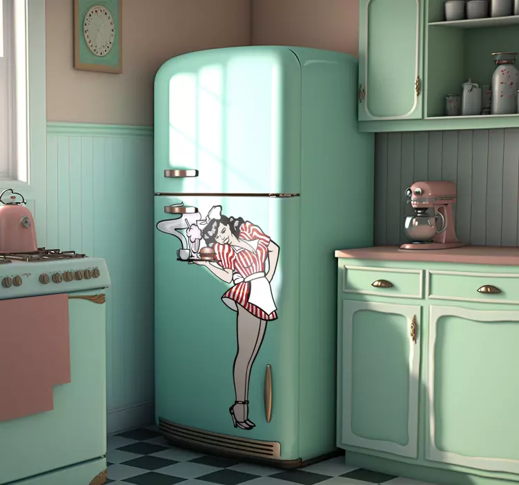 Naklejka dekoracyjna kelnerka retro - TenStickers