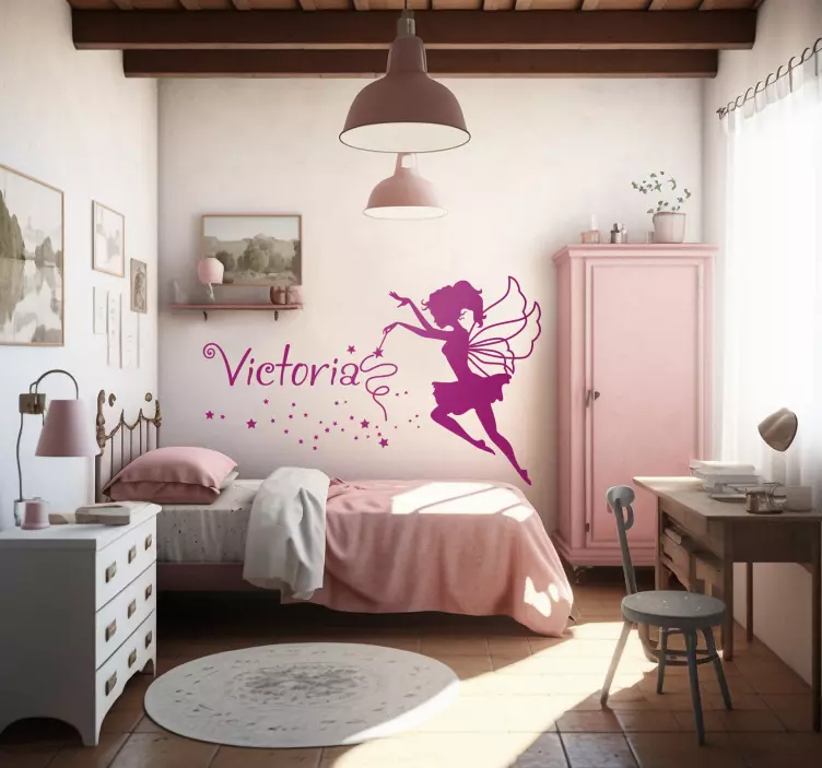 Naklejka na ścianę dla dzieci wróżka z Twoim imieniem - TenStickers