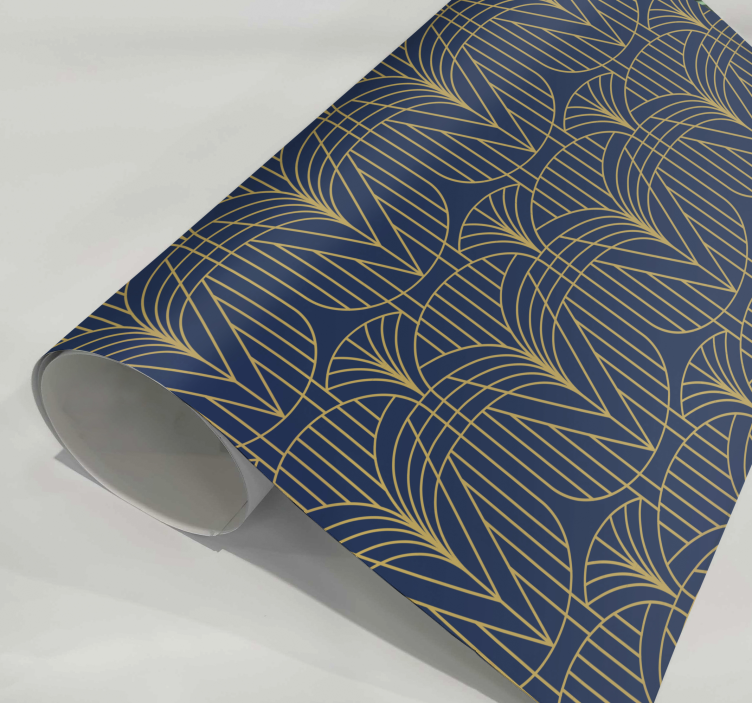 Naklejka w niebieski wzór z detalami w złocie - TenStickers