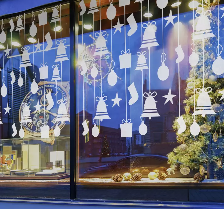 Naklejka świąteczna na witrynę sklepową skarpety i gwiazdy - TenStickers