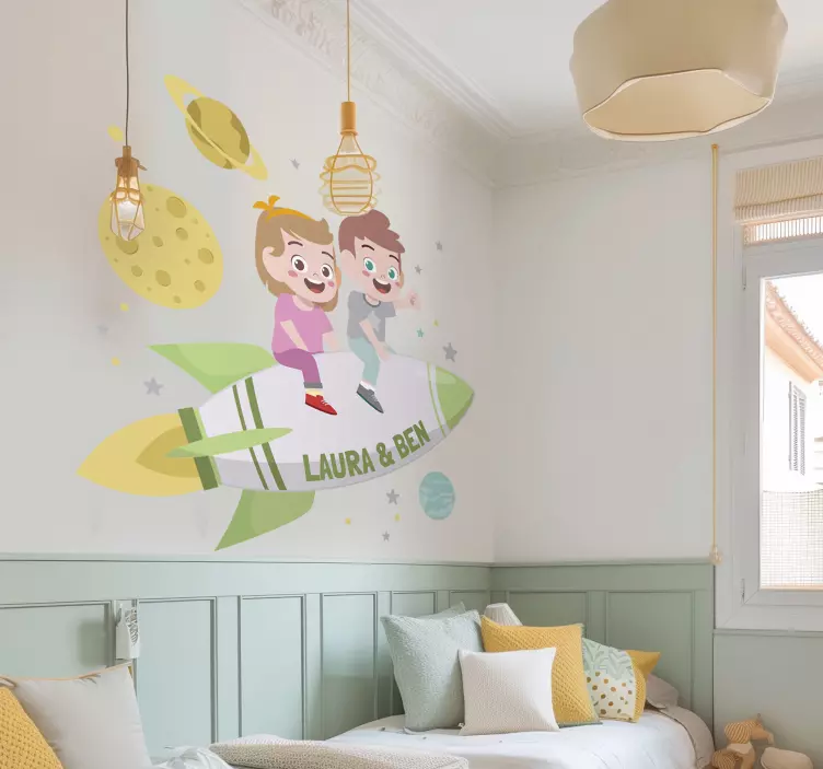 Fototapeta kosmos bracia na rakiecie - TenStickers