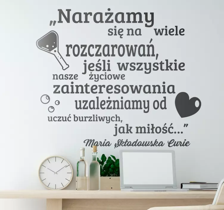 Cytat na ścianę Cytat o miłości Skłodowska - TenStickers