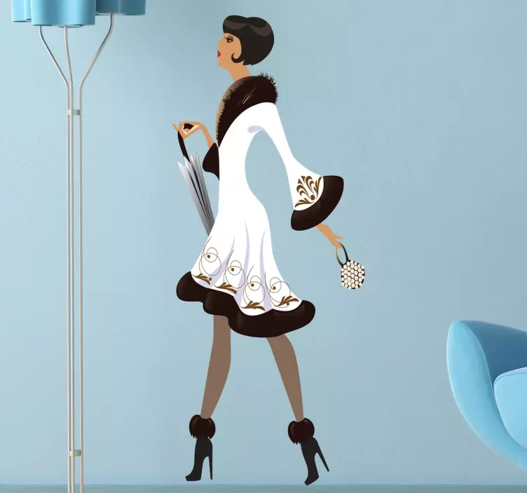 Dekoracja ścienna kobieta w białym płaszczu - TenStickers