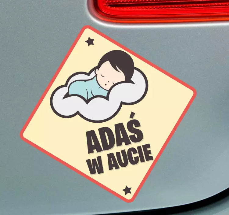 Naklejka na samochód dziecko na pokładzie z imieniem - TenStickers