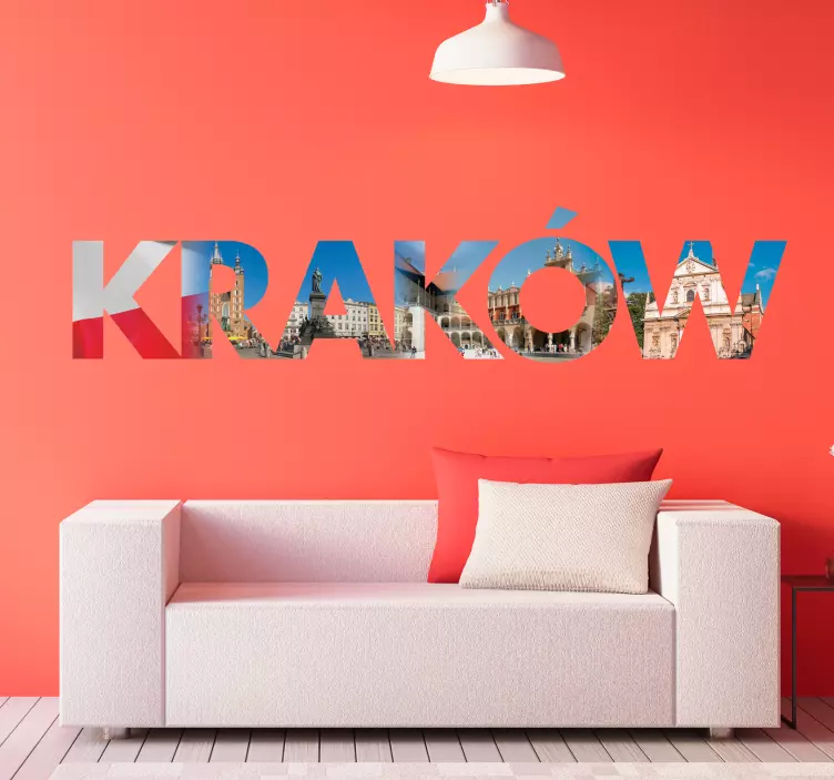 Naklejka napis na ścianę miasto Kraków - TenStickers