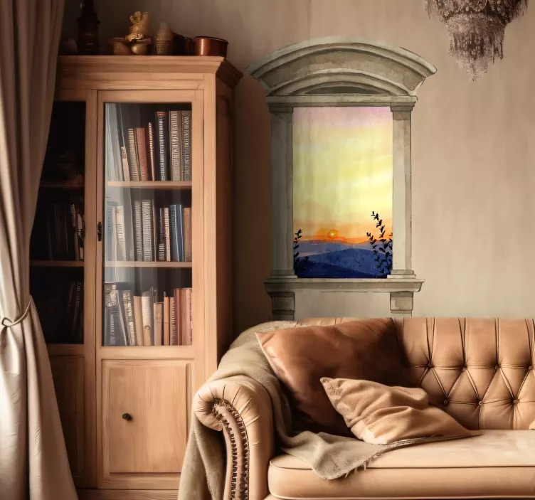 Naklejka 3Ddna ścianę klasyczne akwarelowe wykończenie okna - TenStickers