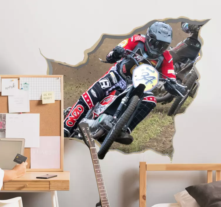 Naklejka na ścianę 3d żużel 3d - TenStickers