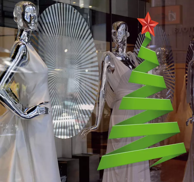 Naklejka świąteczna na witrynę sklepową choinka - TenStickers