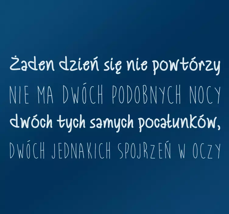 Naklejka cytat Wisława Szymborska nic dwa razy - TenStickers