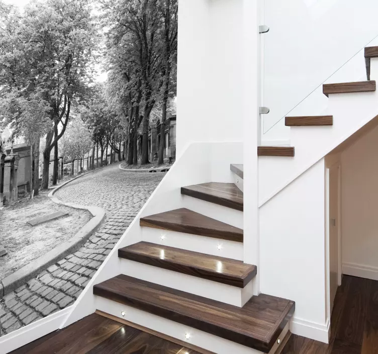 Naklejka czarno-biała droga park - TenStickers