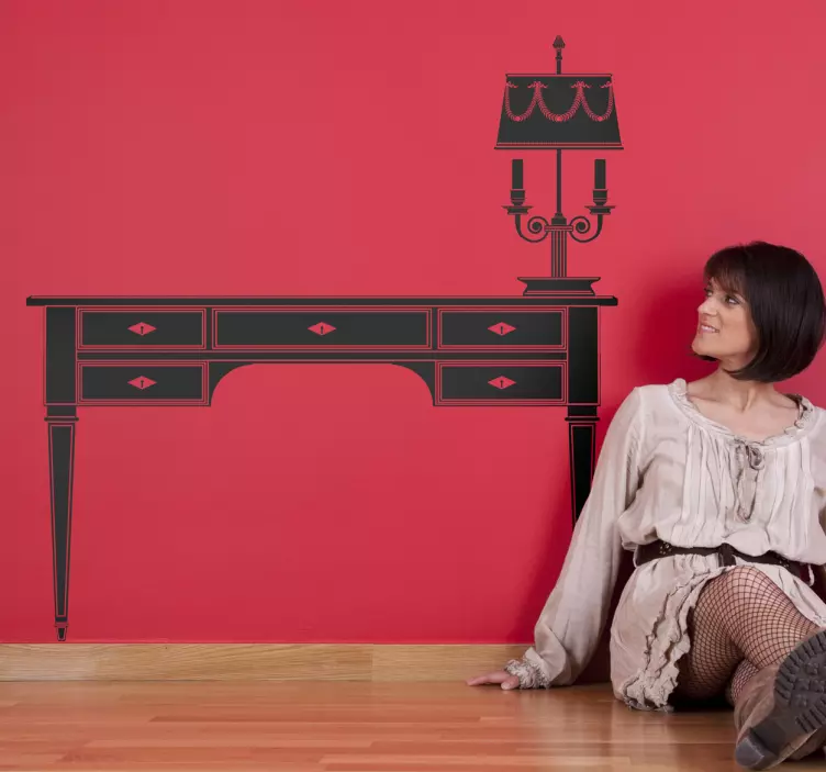 Naklejka dekoracyjna biurko i lampa - TenStickers