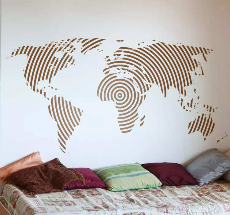 Naklejka dekoracyjna centryczna mapa świata - TenStickers