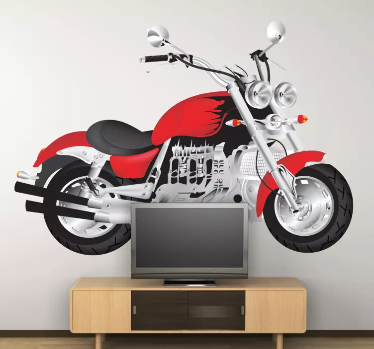 Naklejka dekoracyjna czerwony motocykl - TenStickers