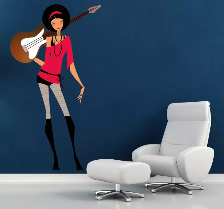 Naklejka dekoracyjna gitarzystka - TenStickers