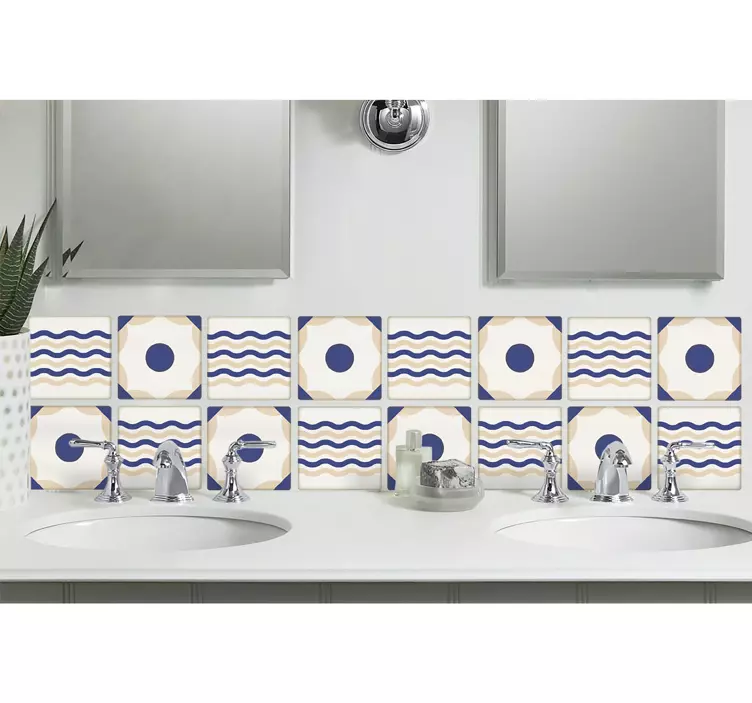 Naklejka na płytki fale i okrąg - TenStickers