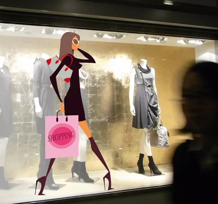 Naklejka dekoracyjna kobieta trendy shopping - TenStickers