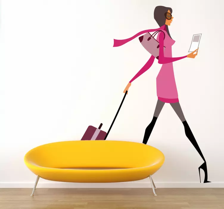 Naklejka dekoracyjna modna kobieta podróżniczka - TenStickers