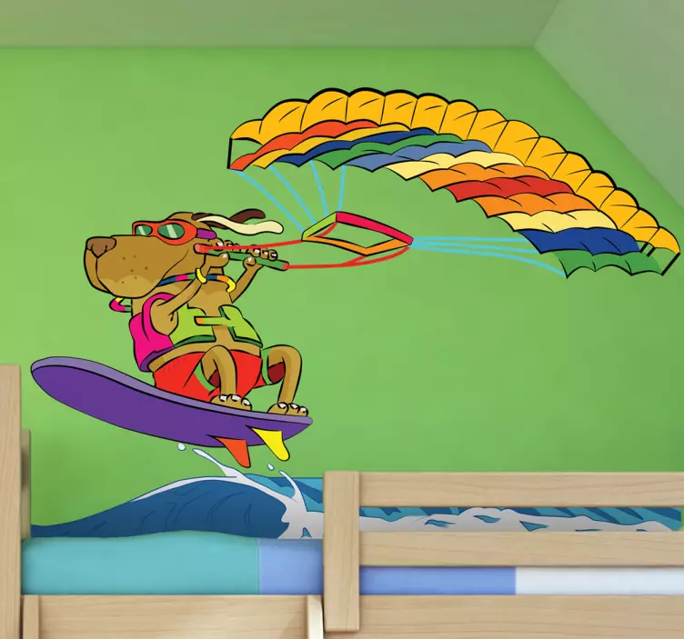 Naklejka dekoracyjna pies kitesurfing - TenStickers
