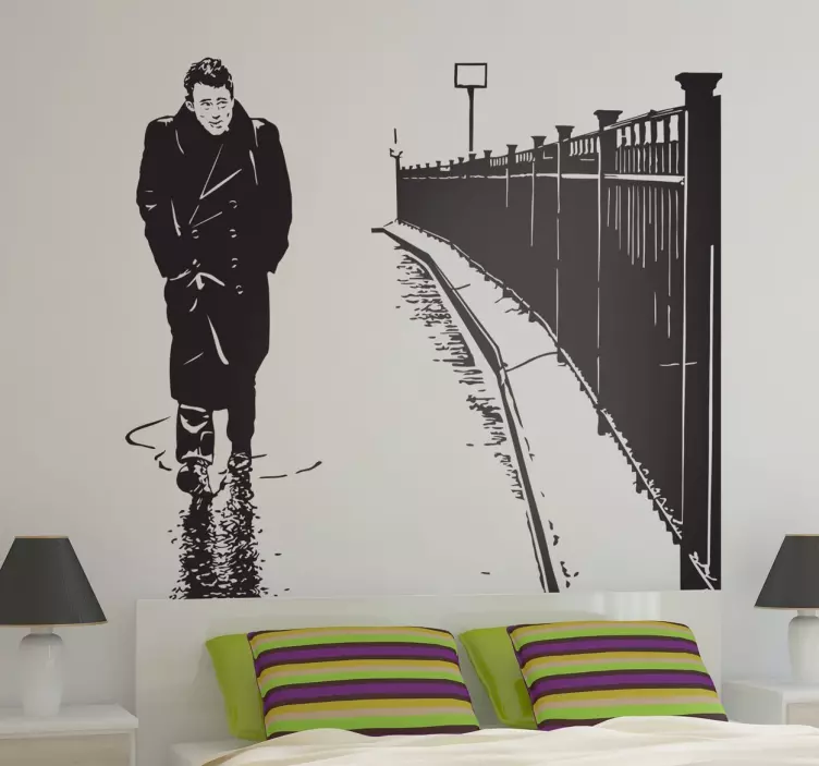 Naklejka dekoracyjna portret James Dean w deszczu - TenStickers