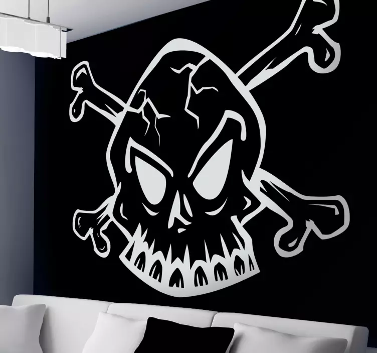 Naklejka dekoracyjna rysunek czaszki kreska - TenStickers