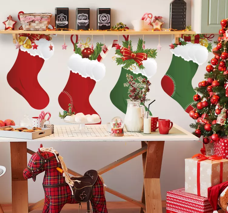 Naklejka dekoracyjna skarpetki Mikołaja - TenStickers